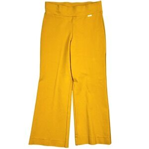 Anne Klein Women's Mustard Yellow Short Wide Leg Ponte Knit Pants Size Small
